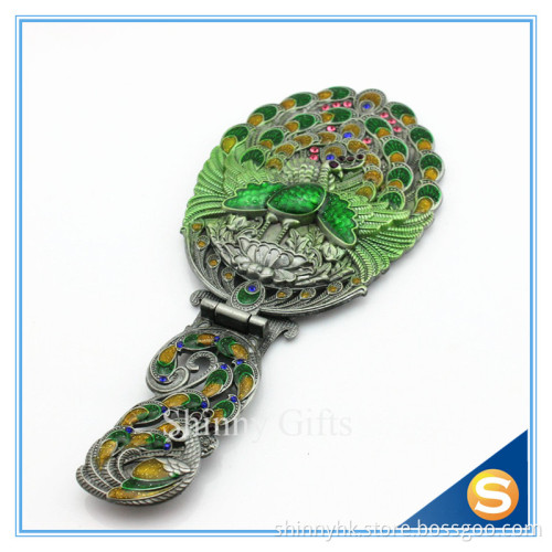 Peacock handle mirror ,compact mirrors wholesale,wedding gift pocket mirror,cheap small cosmetic mirror